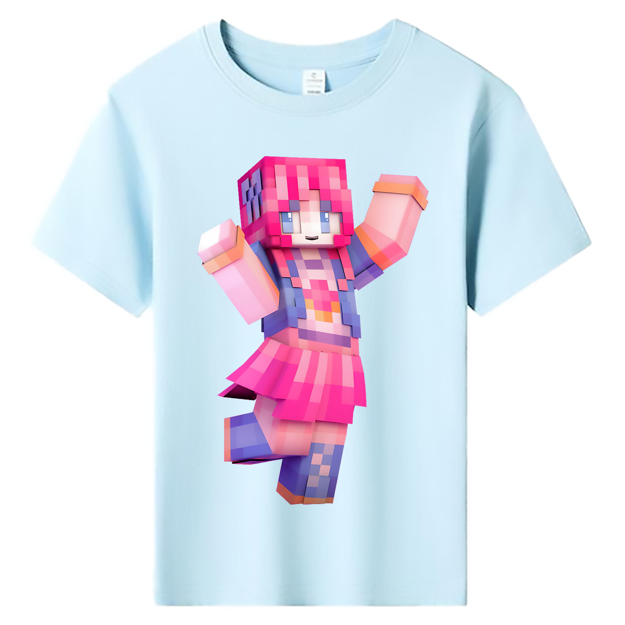 （画像用） マインクラフト ブロックの世界 Minecraft MC Block world 綿100％キッズTシャツ（フロントプリント）